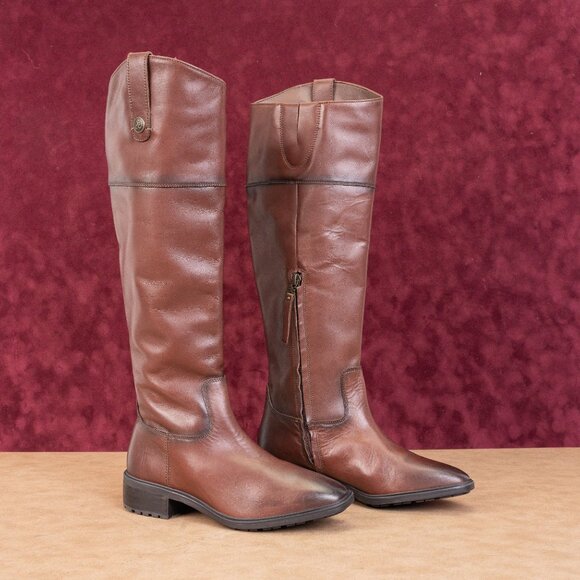 Sam Edelman Wmn Drina Brown Leather Fashion Equestrian Riding Knee Boots sz 6.5 - Picture 1 of 10